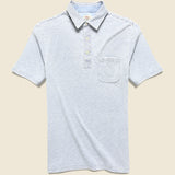 Indigo-Dyed Polo - Azure Stream Stripe - Faherty - STAG Provisions - Tops - S/S Knit