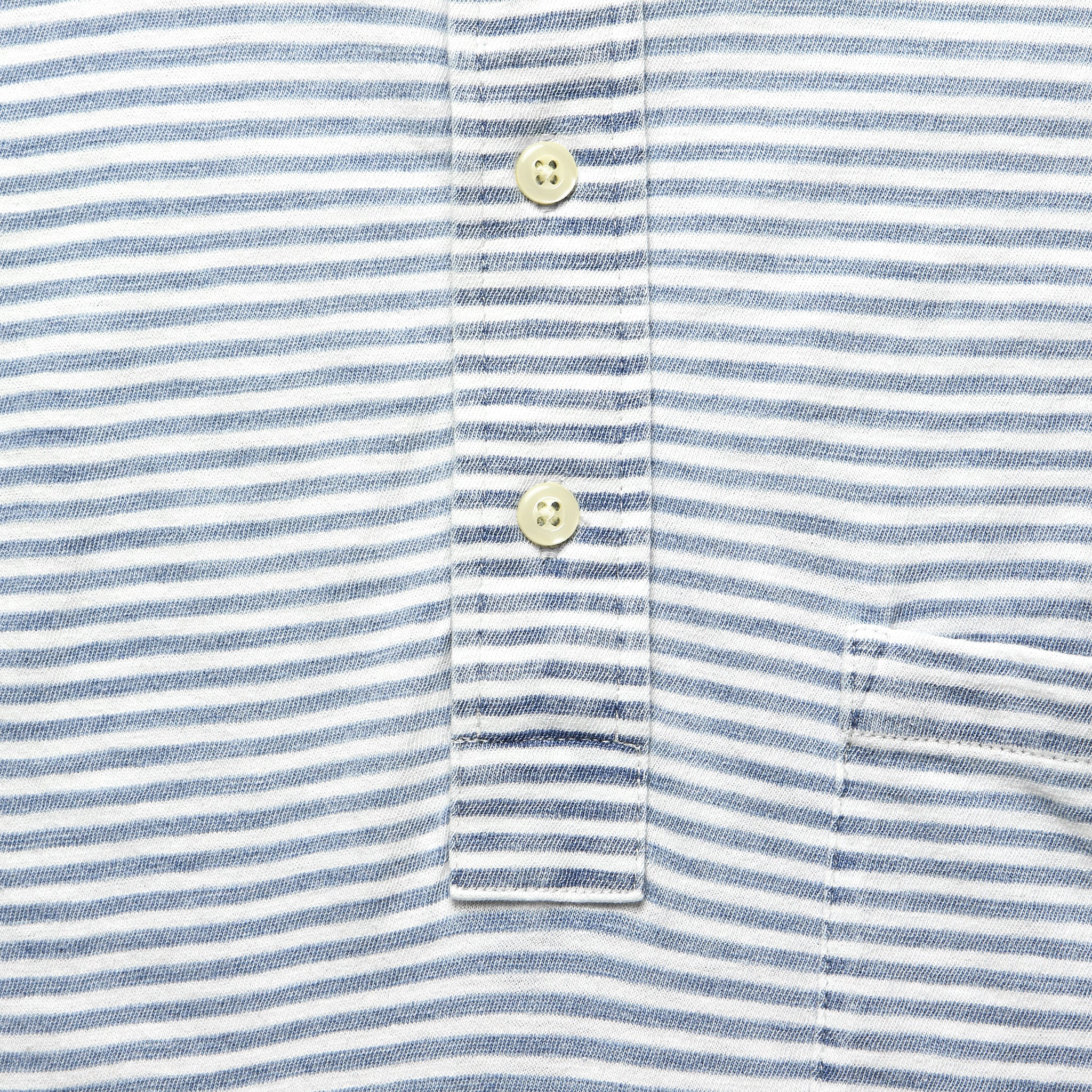 Indigo-Dyed Polo - Azure Stream Stripe - Faherty - STAG Provisions - Tops - S/S Knit