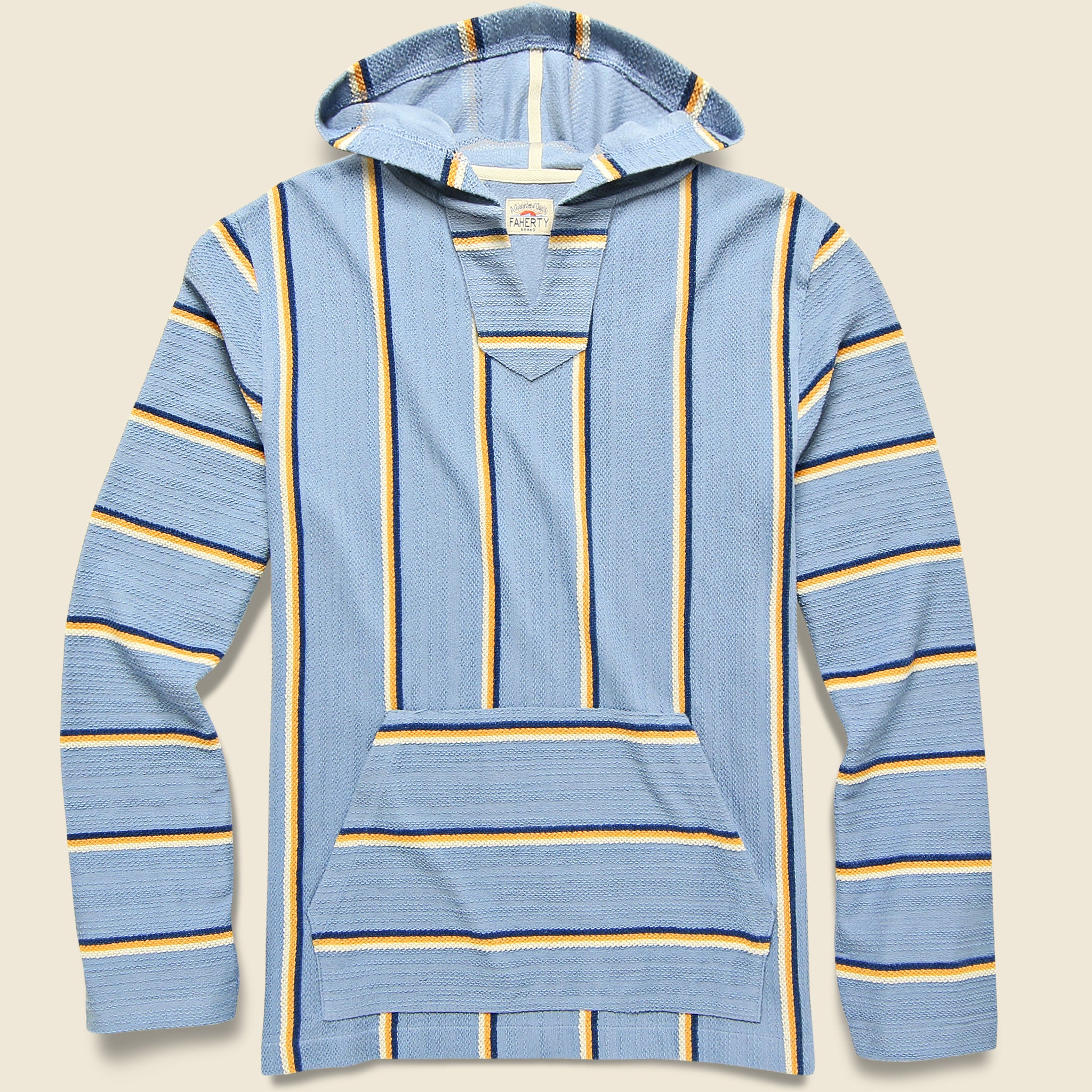 Biarritz Hoodie - Faded Denim Stripe - Faherty - STAG Provisions - Tops - Fleece / Sweatshirt
