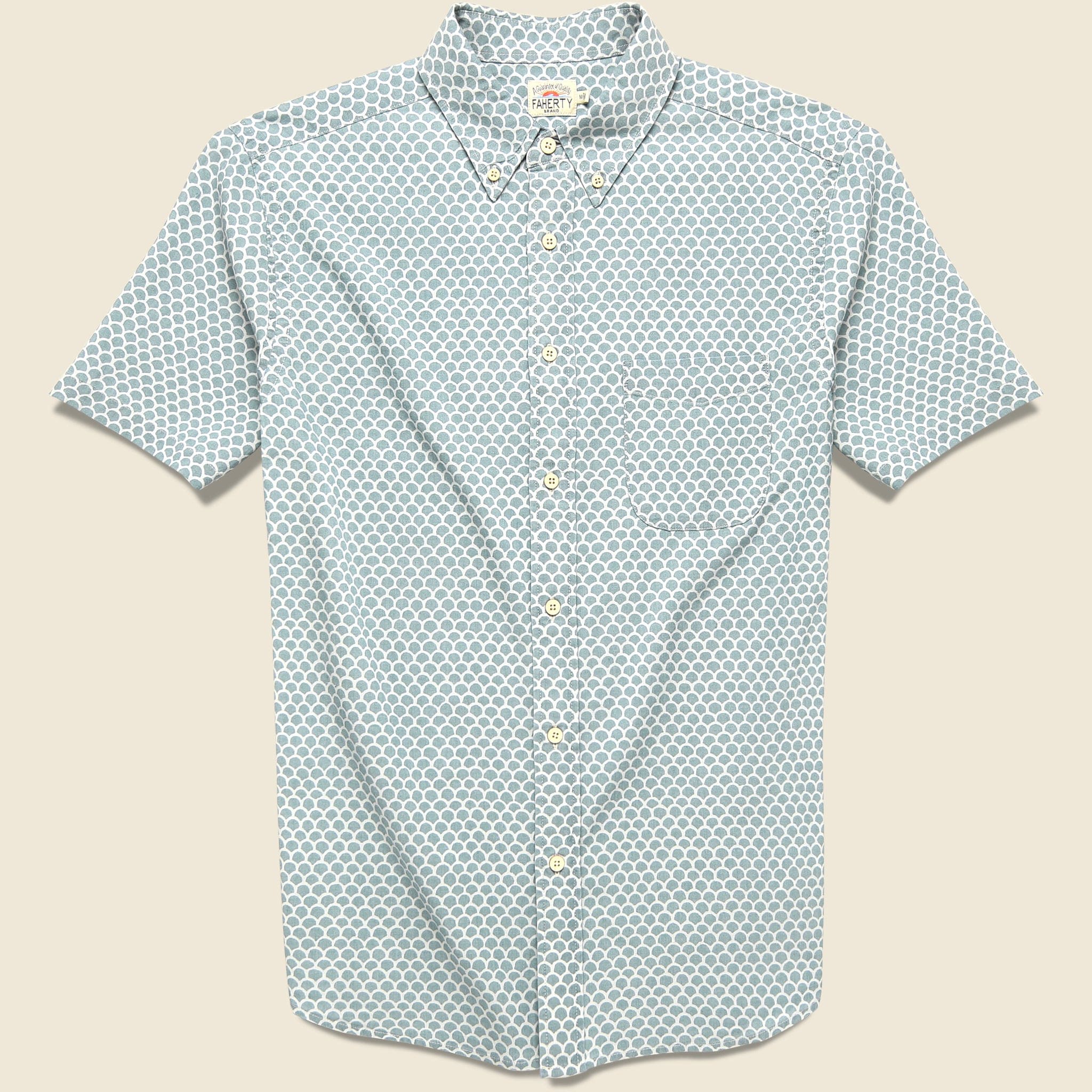 Stretch Playa Shirt - Jade Fish Scale - Faherty - STAG Provisions - Tops - S/S Woven - Other Pattern