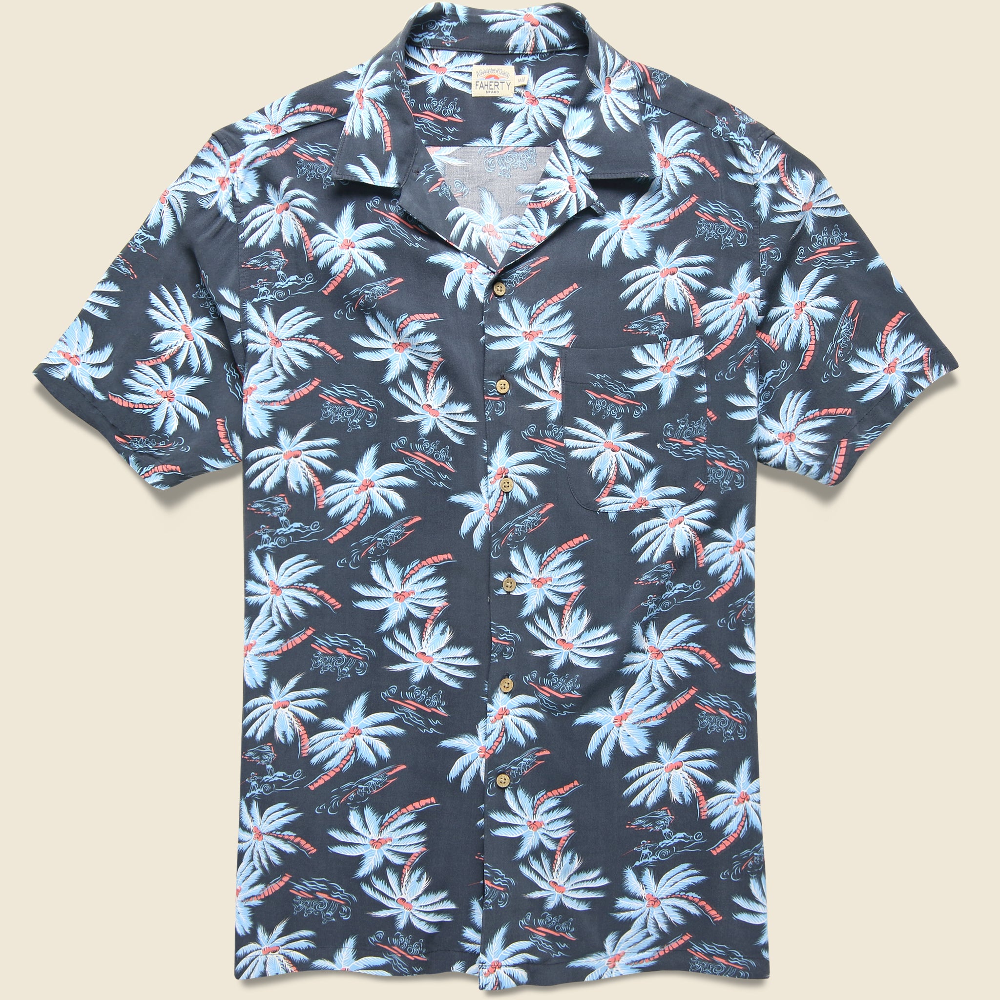 Kona Camp Shirt - Midnight Palm Hawaiian - Faherty - STAG Provisions - Tops - S/S Woven - Floral