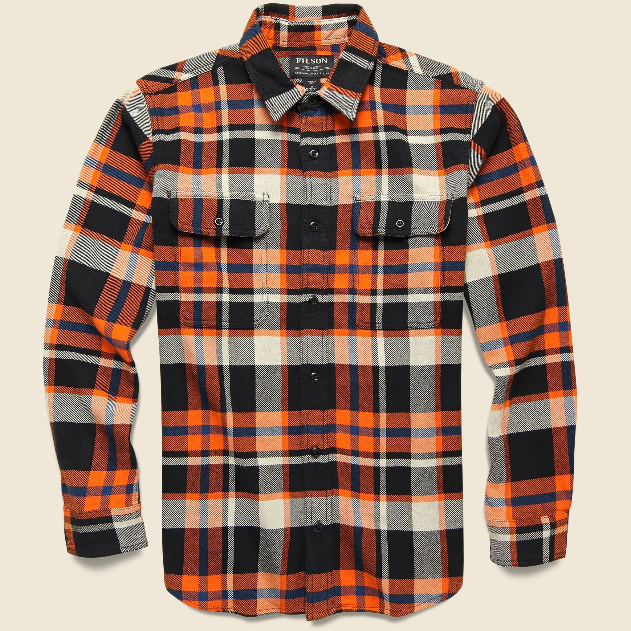 Vintage Flannel Workshirt - Orange/Black - Filson - STAG Provisions - Tops - L/S Woven - Plaid