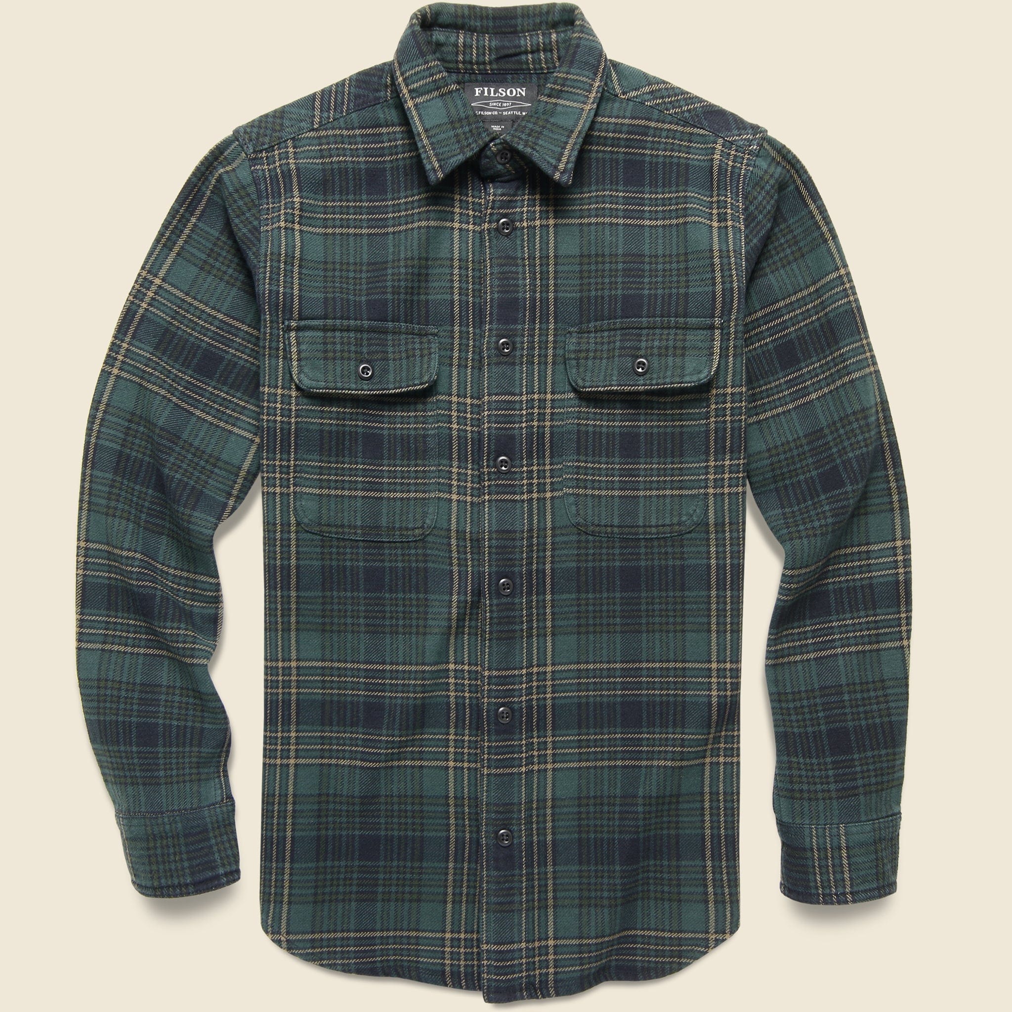 Vintage Flannel Work Shirt - Green/Olive/Black - Filson - STAG Provisions - Tops - L/S Woven - Plaid