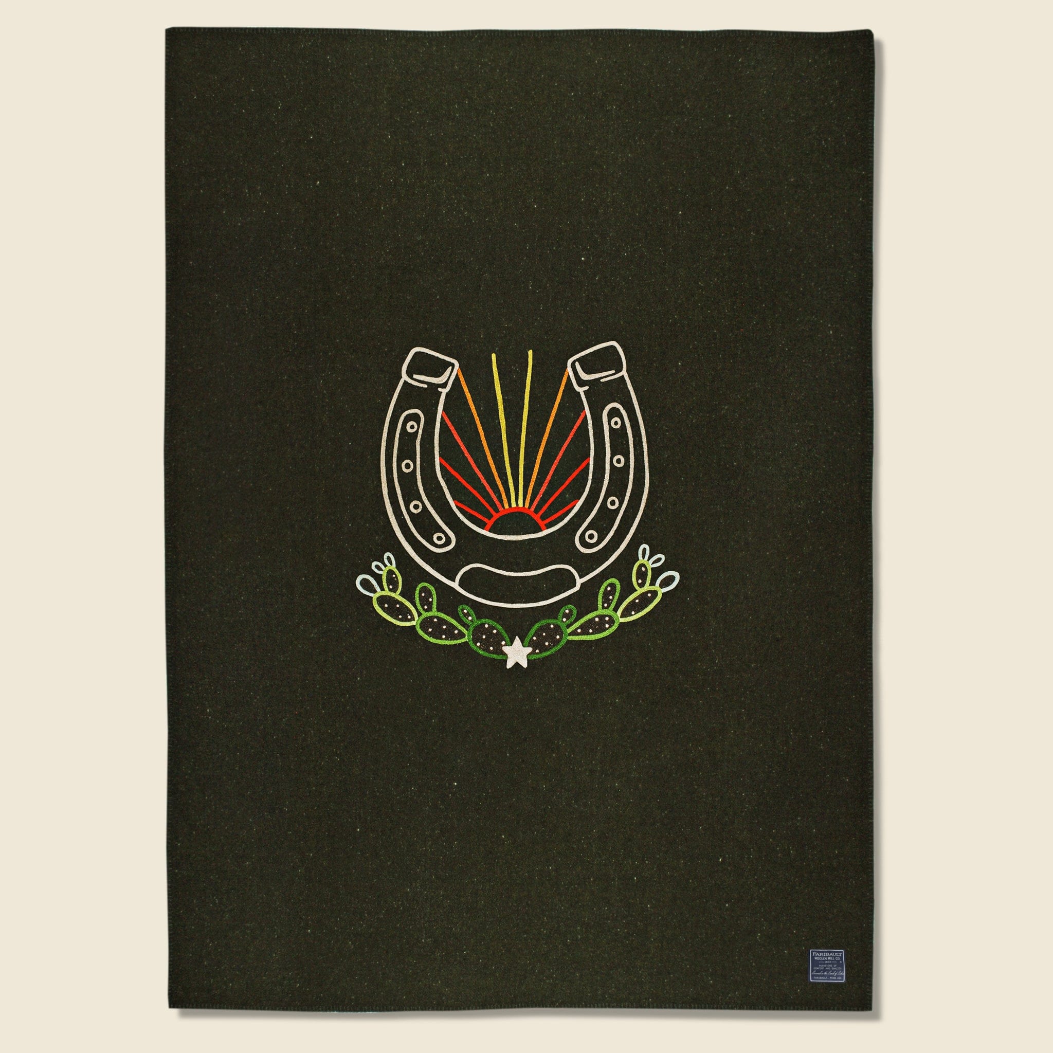 Wool Utility Blanket - Lucky Horseshoe, Olive - Fort Lonesome - STAG Provisions - Gift - Blankets