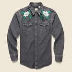 Ft. Lonesome x STAG Poppies Denim Western Shirt - Fort Lonesome - STAG Provisions - Tops - L/S Woven - Other Pattern