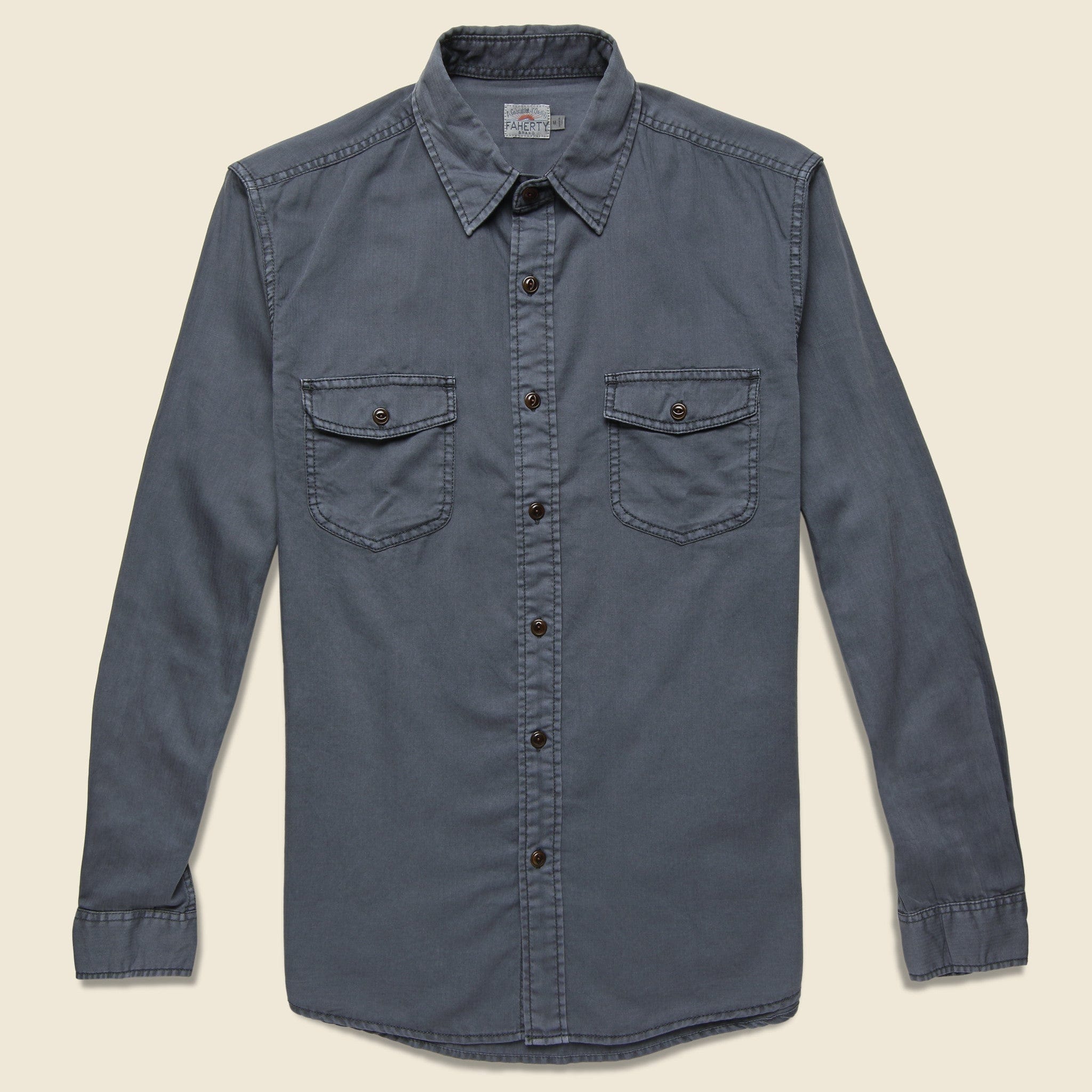 Washed Chino Shirt - Midnight - Faherty - STAG Provisions - Tops - L/S Woven - Solid