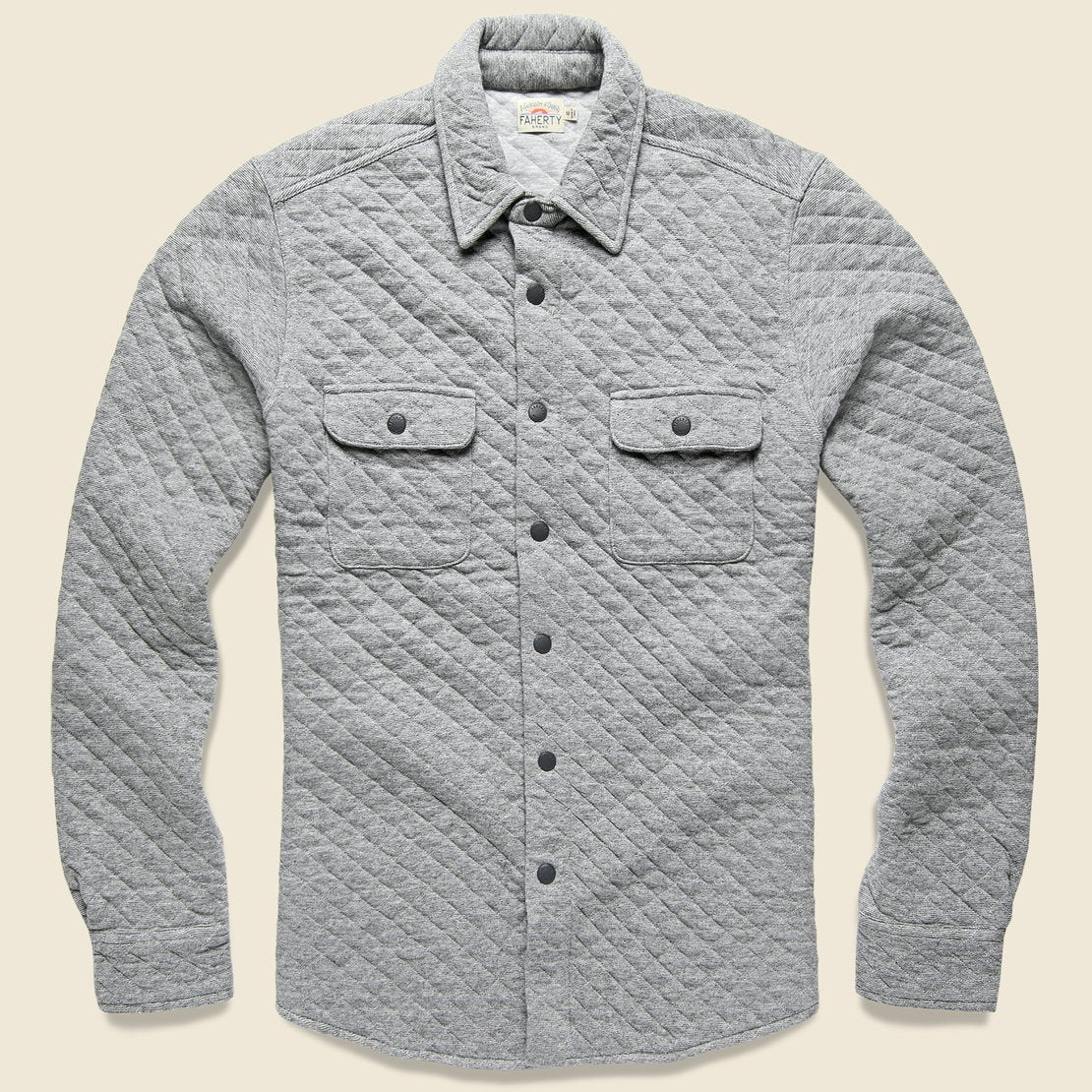 Quilted Belmar CPO Shirt Jacket - Grey Feeder Stripe - Faherty - STAG Provisions - Outerwear - Shirt Jacket