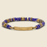 ID Bar Vintage Striped Beaded Bracelet - Brass/Blue - Giles & Brother - STAG Provisions - Accessories - Cuffs