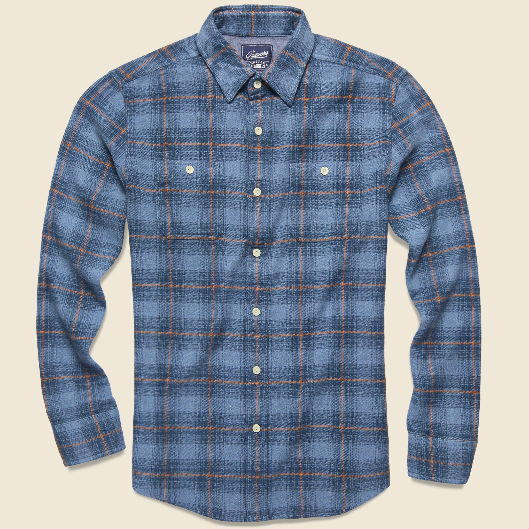 Nevill Heritage Flannel - Blue/Orange Plaid - Grayers - STAG Provisions - Tops - L/S Woven - Plaid