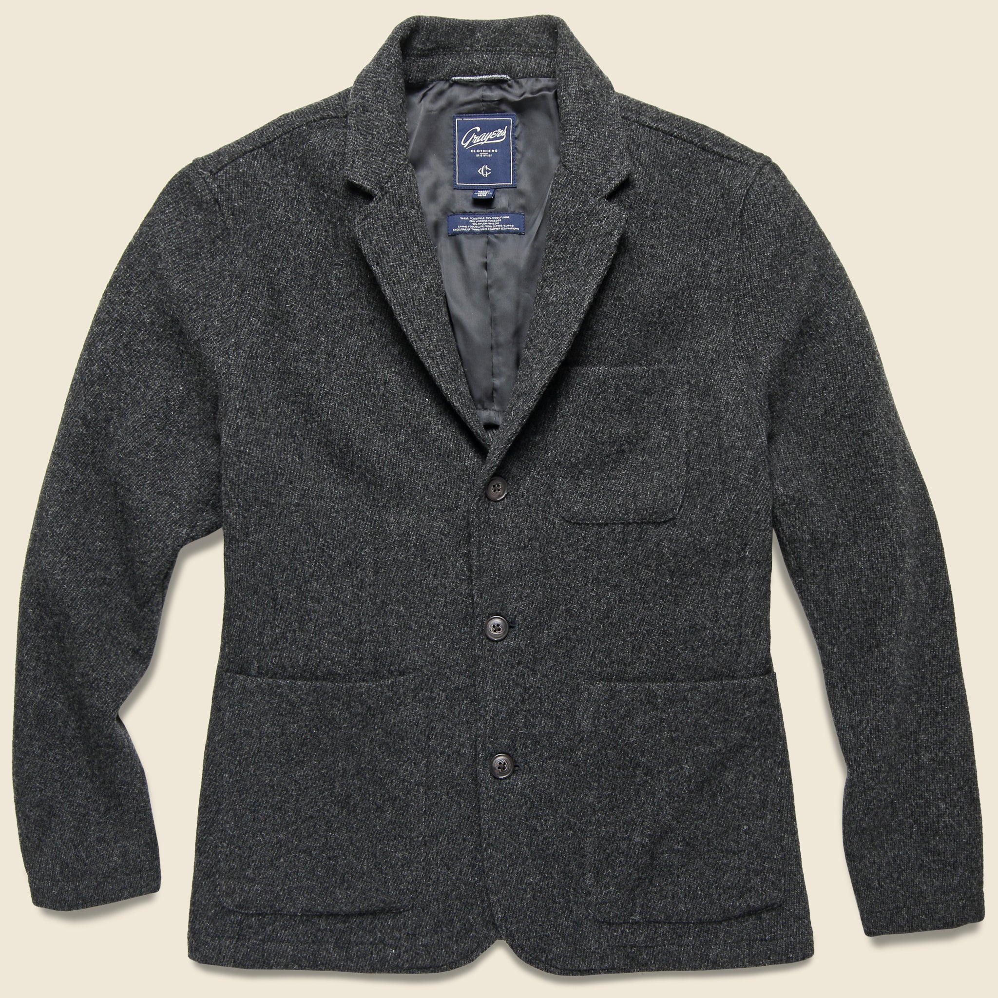 Hutton Wool Twill Sport Coat - Charcoal - Grayers - STAG Provisions - Suiting - Sport Coat