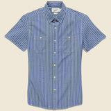 Larkin Slub Shirt - Blue Cream Stripe - Grayers - STAG Provisions - Tops - S/S Woven - Stripe