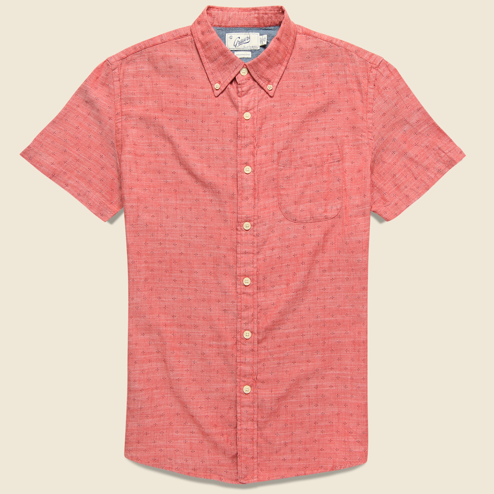 Pearson Summer Slub Twill Shirt - Red - Grayers - STAG Provisions - Tops - S/S Woven - Other Pattern