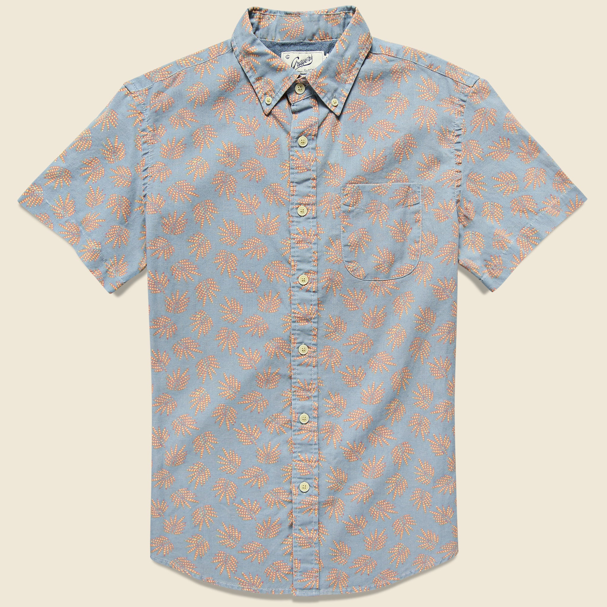 Palm Leaf Summer Weave Shirt - Red/Blue - Grayers - STAG Provisions - Tops - S/S Woven - Floral