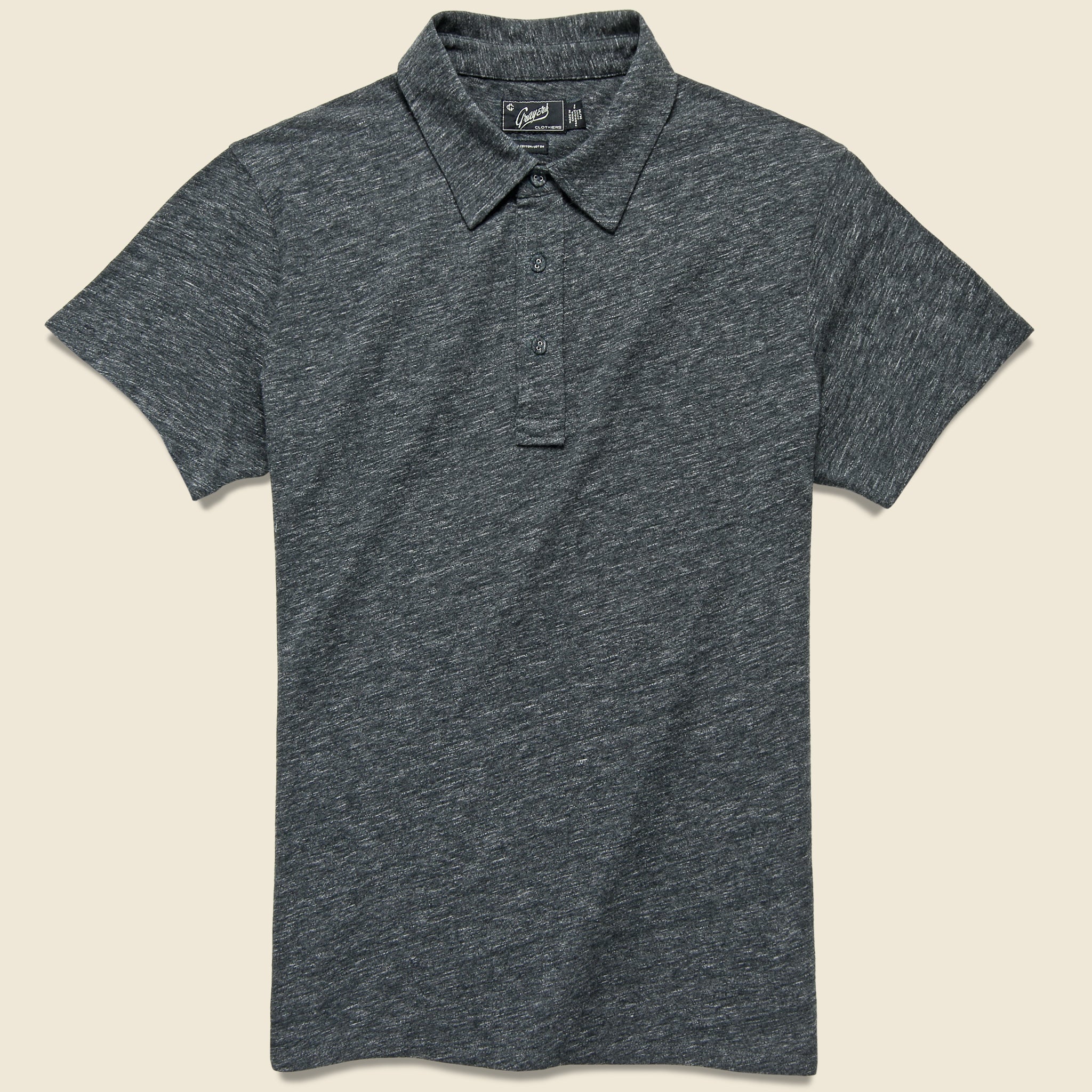 Hartford Nep Jersey Polo - Charcoal - Grayers - STAG Provisions - Tops - S/S Knit