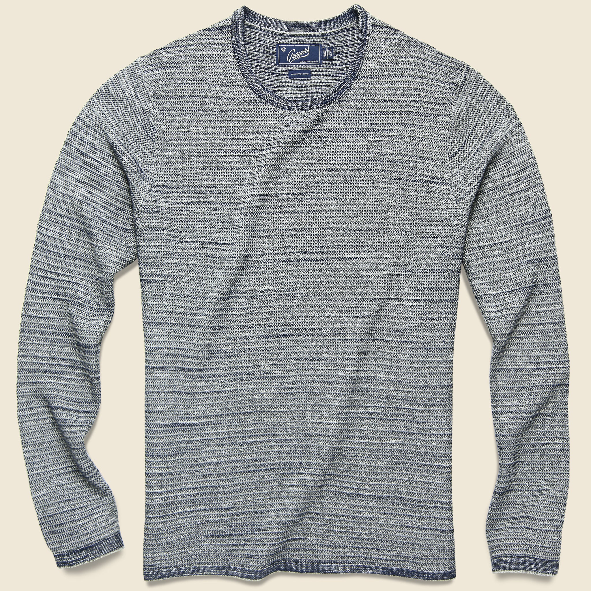 Birdseye Jacquard Crewneck Sweater - Grey/Navy - Grayers - STAG Provisions - Tops - Sweater