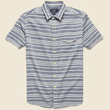 Trevor Horizontal Slub Twill Shirt - Navy/Cream - Grayers - STAG Provisions - Tops - S/S Woven - Stripe
