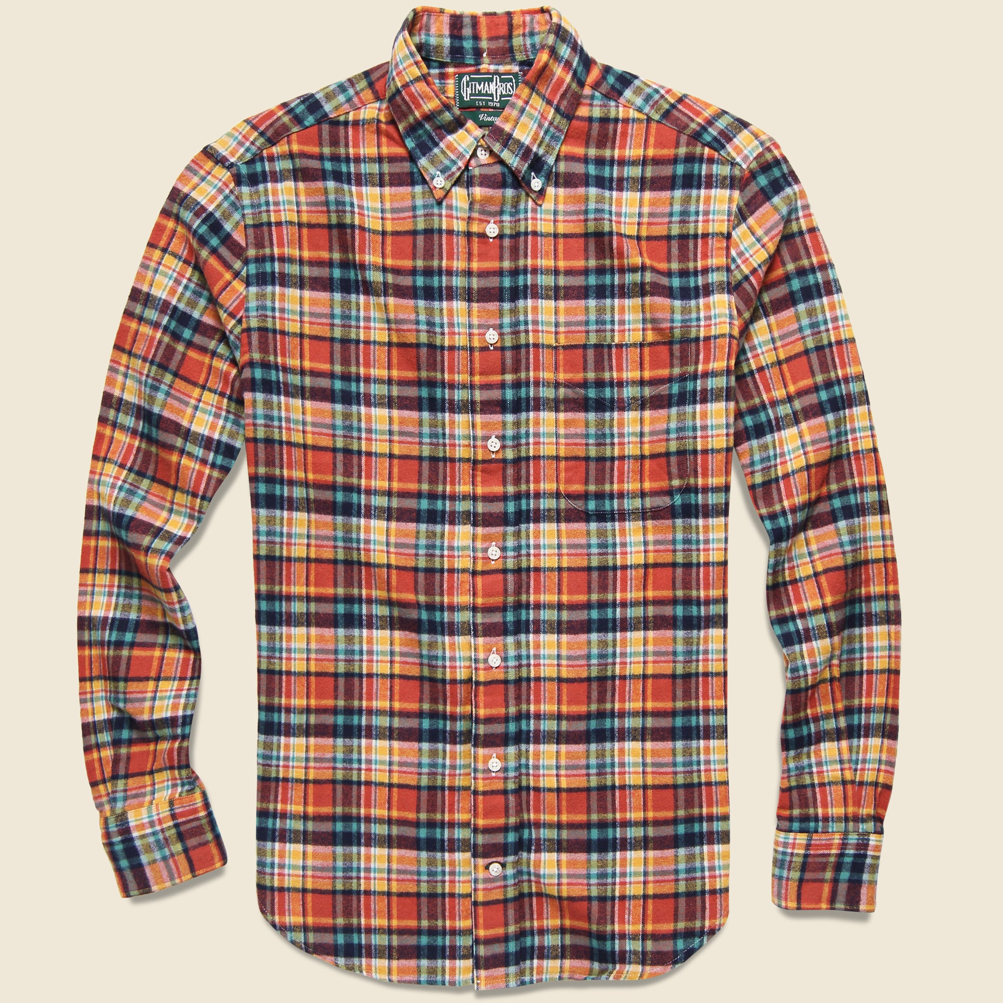 Plaid Flannel - Burnt Orange - Gitman Vintage - STAG Provisions - Tops - L/S Woven - Plaid
