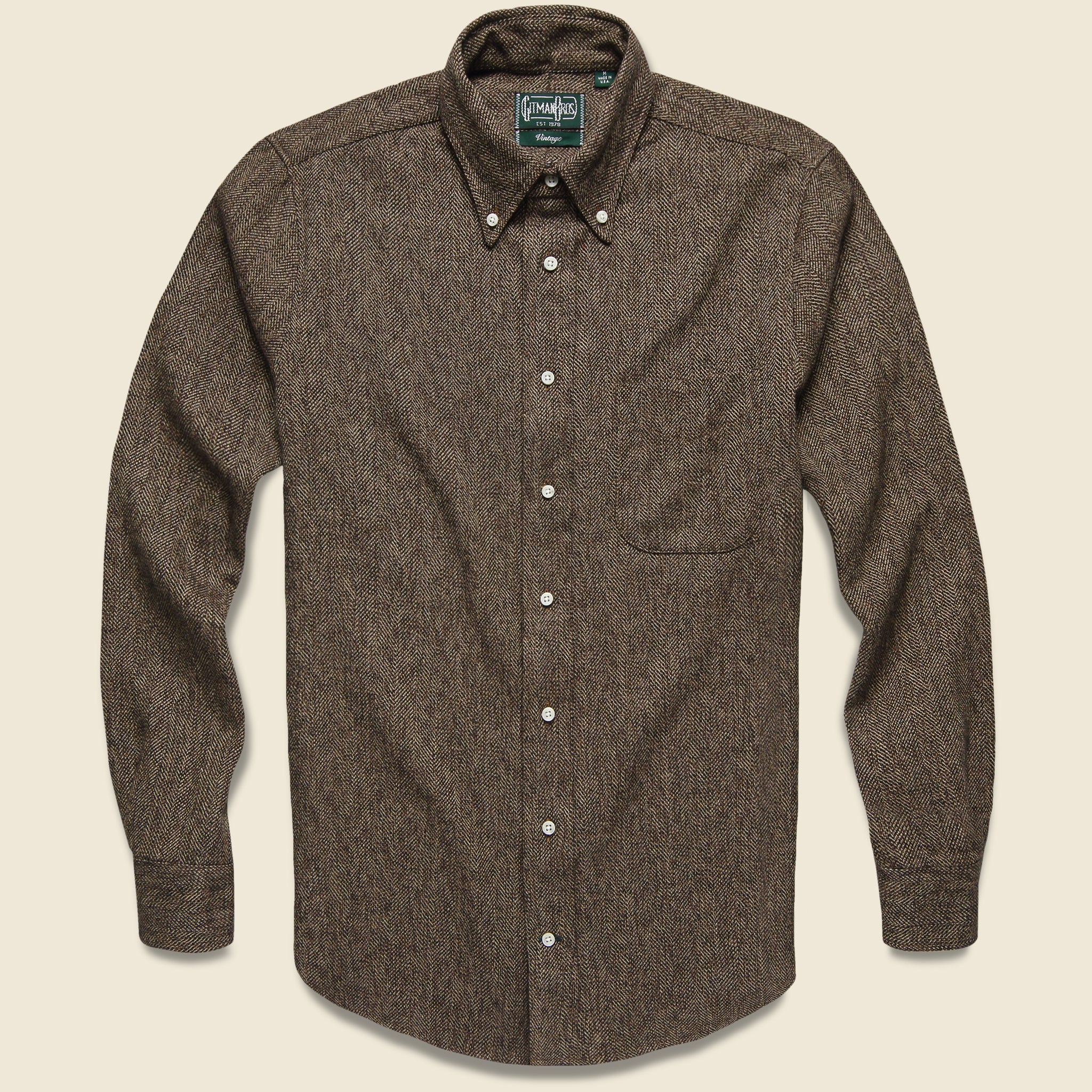 Cotton Tweed Shirt - Brown - Gitman Vintage - STAG Provisions - Tops - L/S Woven - Other Pattern