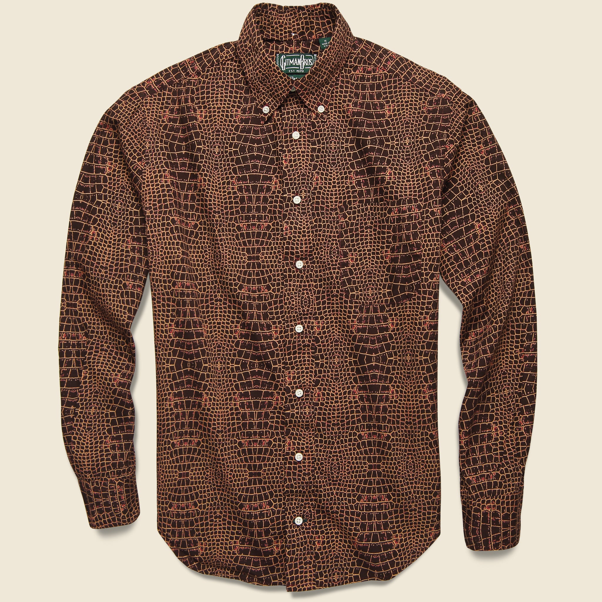 Crocodile Print Shirt - Red - Gitman Vintage - STAG Provisions - Tops - L/S Woven - Other Pattern