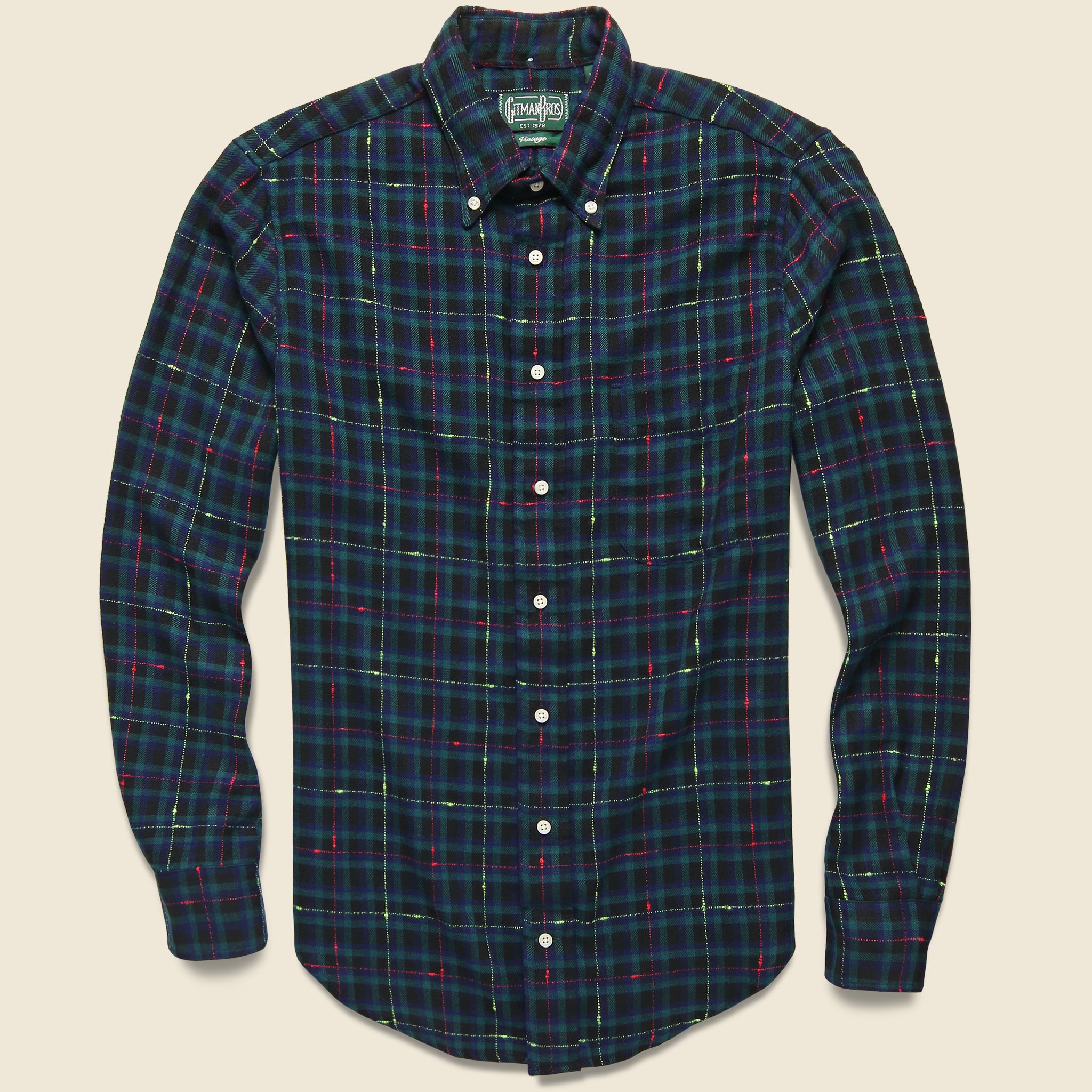 Archive Fluro Slub Flannel - Red - Gitman Vintage - STAG Provisions - Tops - L/S Woven - Plaid