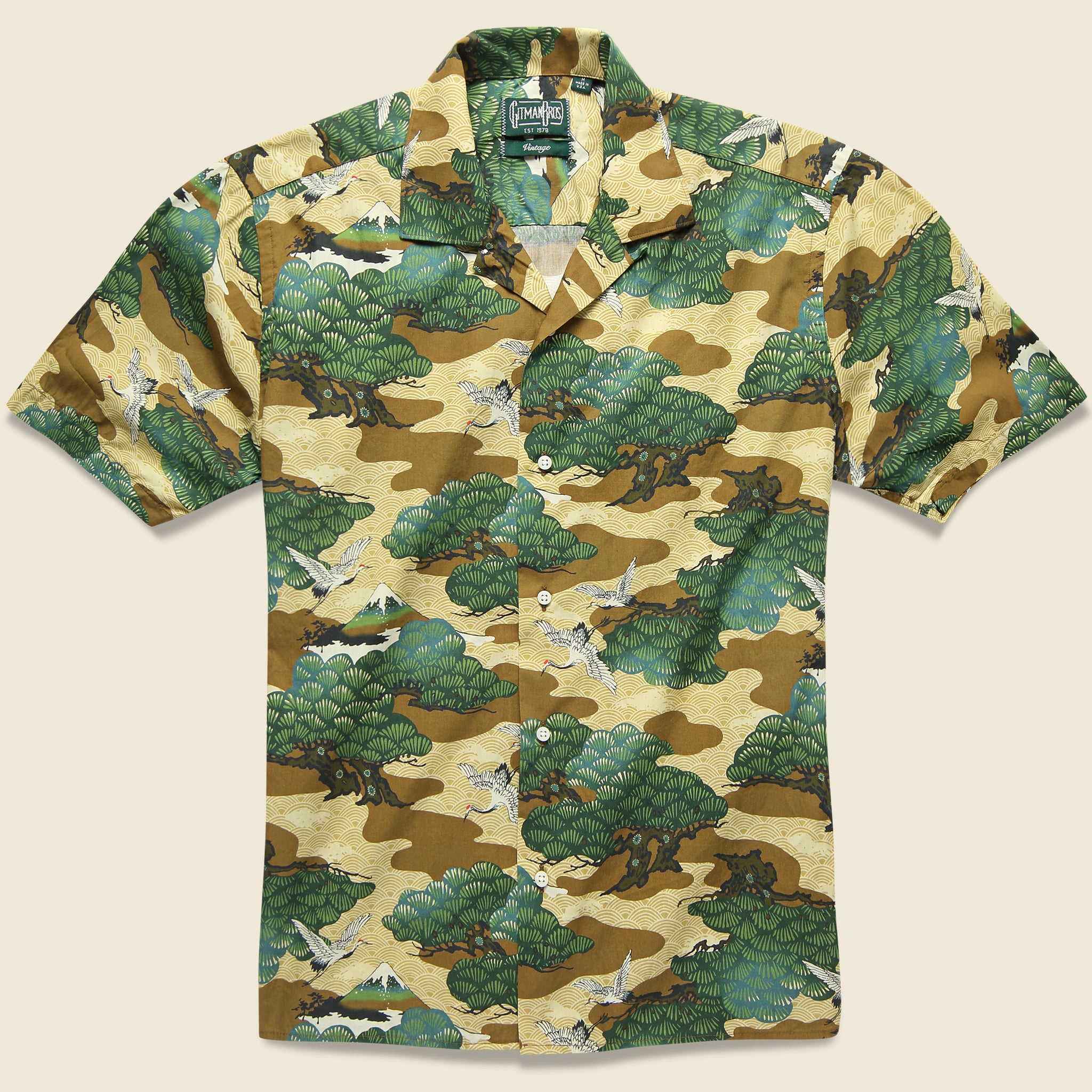 Fuji Crane Shirt - Brown - Gitman Vintage - STAG Provisions - Tops - S/S Woven - Other Pattern