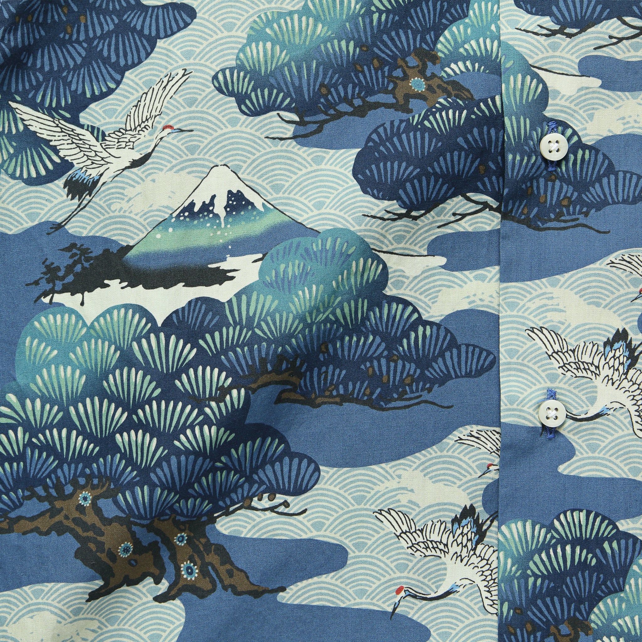 Fuji Crane Shirt - Navy - Gitman Vintage - STAG Provisions - Tops - S/S Woven - Other Pattern