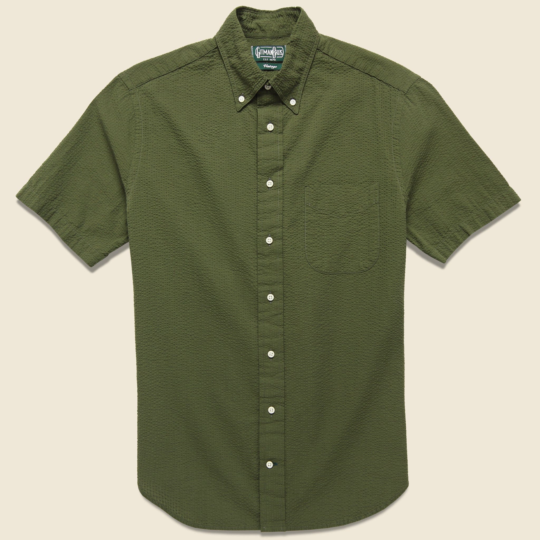 Seersucker Shirt - Olive - Gitman Vintage - STAG Provisions - Tops - S/S Woven - Other Pattern