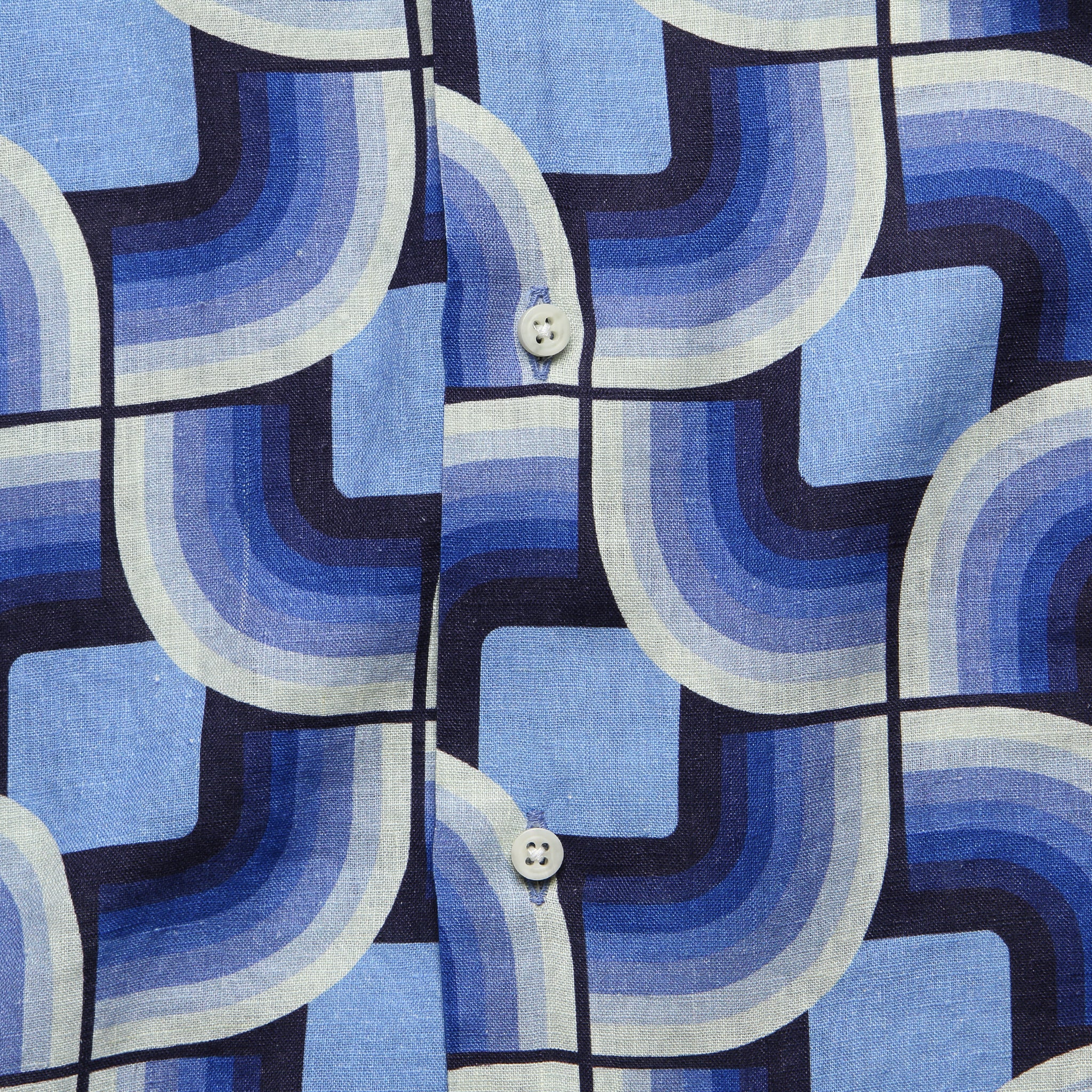 Gio Ponti Linen Camp Shirt - Blues - Gitman Vintage - STAG Provisions - Tops - S/S Woven - Other Pattern