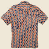 Gio Ponti Linen Camp Shirt - Orange/Navy - Gitman Vintage - STAG Provisions - Tops - S/S Woven - Other Pattern