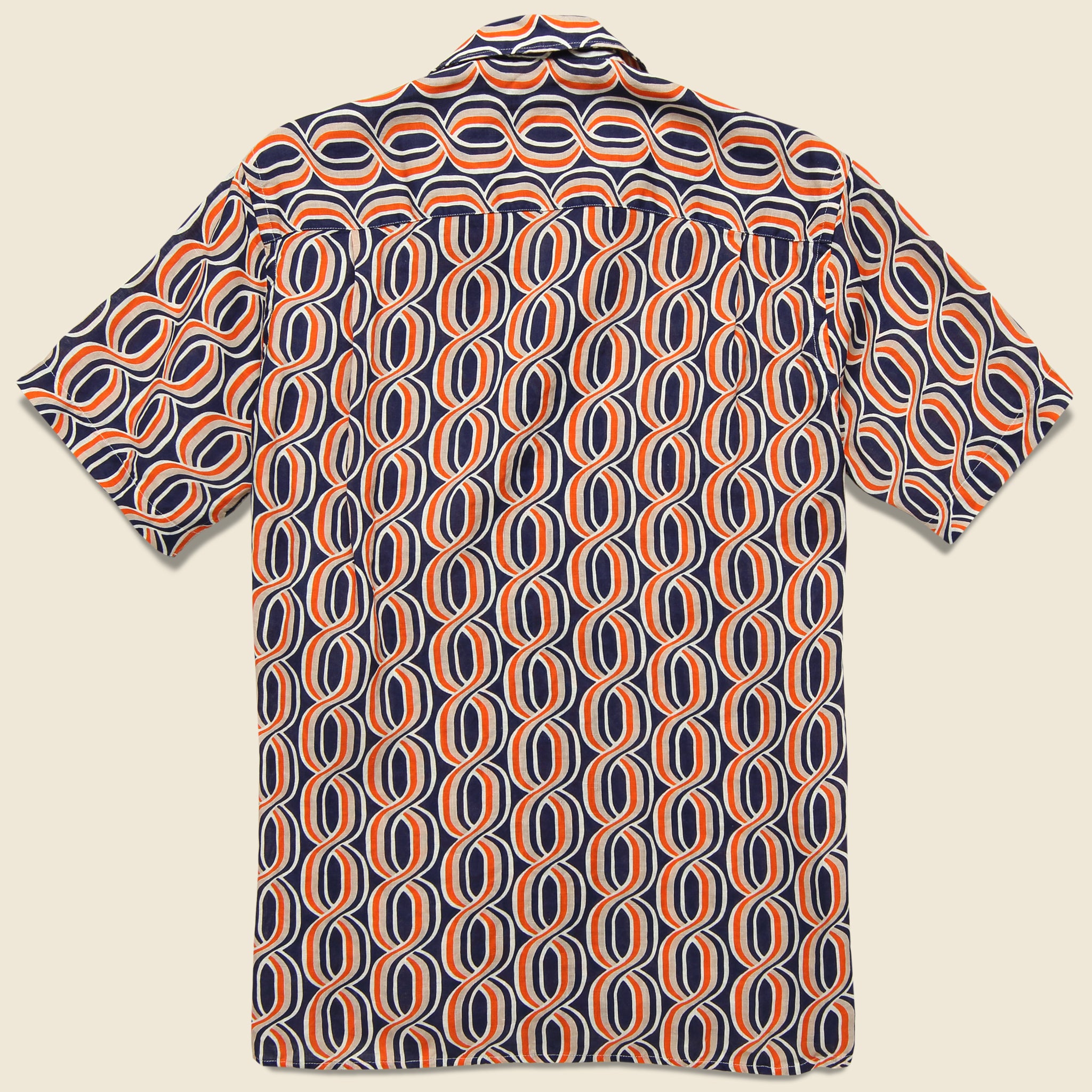 Gio Ponti Linen Camp Shirt - Orange/Navy - Gitman Vintage - STAG Provisions - Tops - S/S Woven - Other Pattern