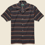 Terry-Cloth Border Barre Camp Shirt - Brown - Gitman Vintage - STAG Provisions - Tops - S/S Woven - Stripe