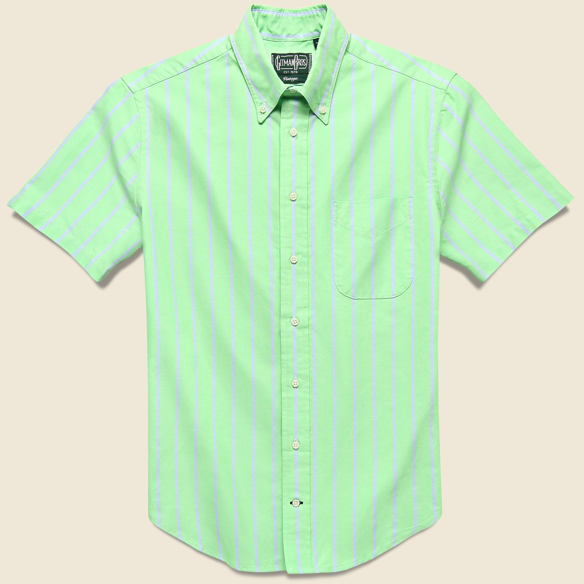 American Neon Stripe Oxford Shirt - Green - Gitman Vintage - STAG Provisions - Tops - S/S Woven - Stripe