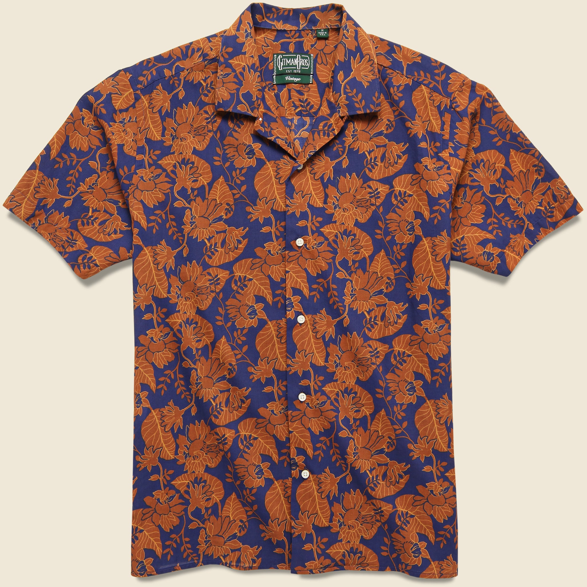 Floral Voile Camp Shirt - Navy Rust - Gitman Vintage - STAG Provisions - Tops - S/S Woven - Floral
