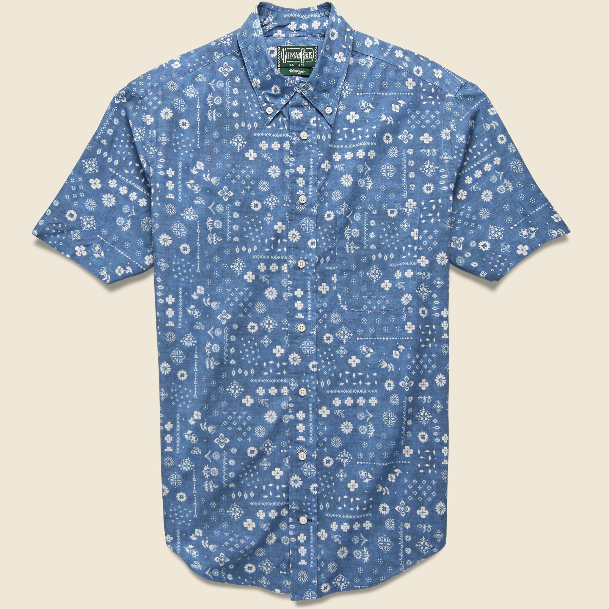 Bandana Print Shirt - Indigo - Gitman Vintage - STAG Provisions - Tops - S/S Woven - Other Pattern
