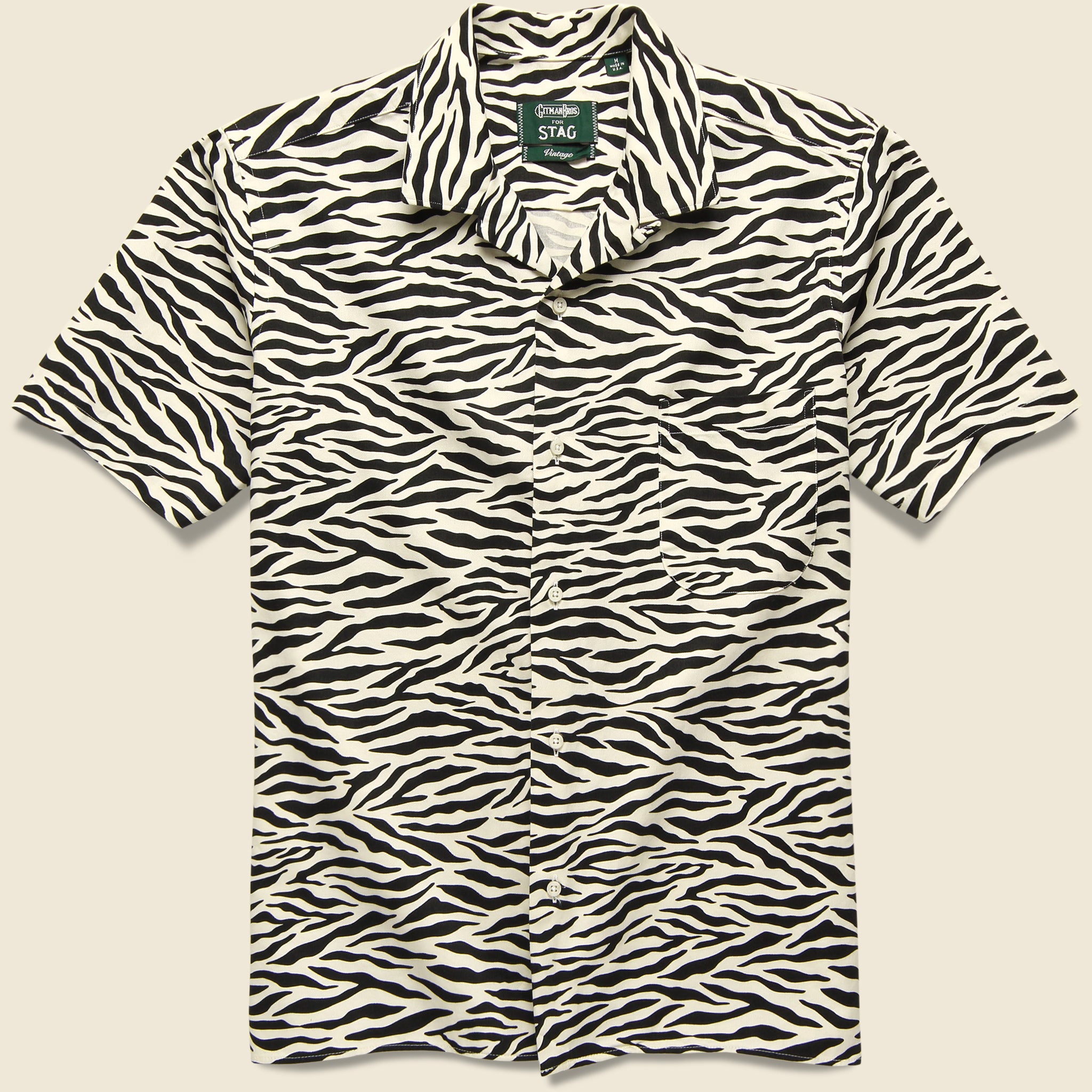 Camp Collar Zebra Print Shirt - Black/White - Gitman Vintage - STAG Provisions - Tops - S/S Woven - Other Pattern
