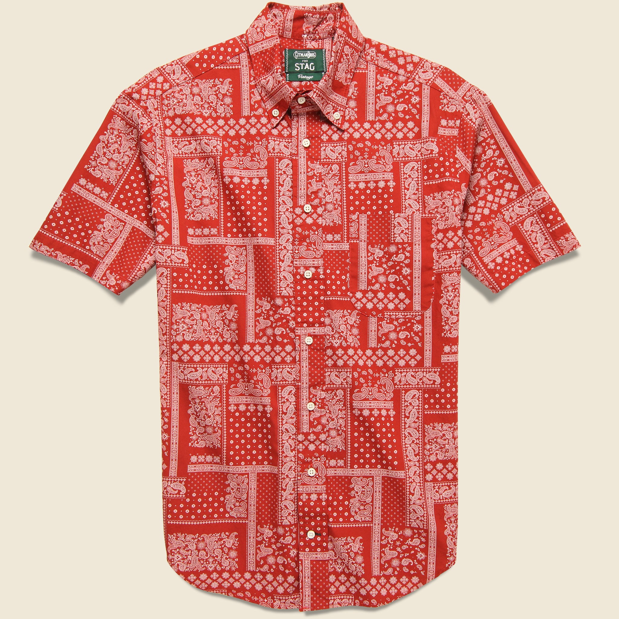 Bandana Print Shirt - Red - Gitman Vintage - STAG Provisions - Tops - S/S Woven - Other Pattern
