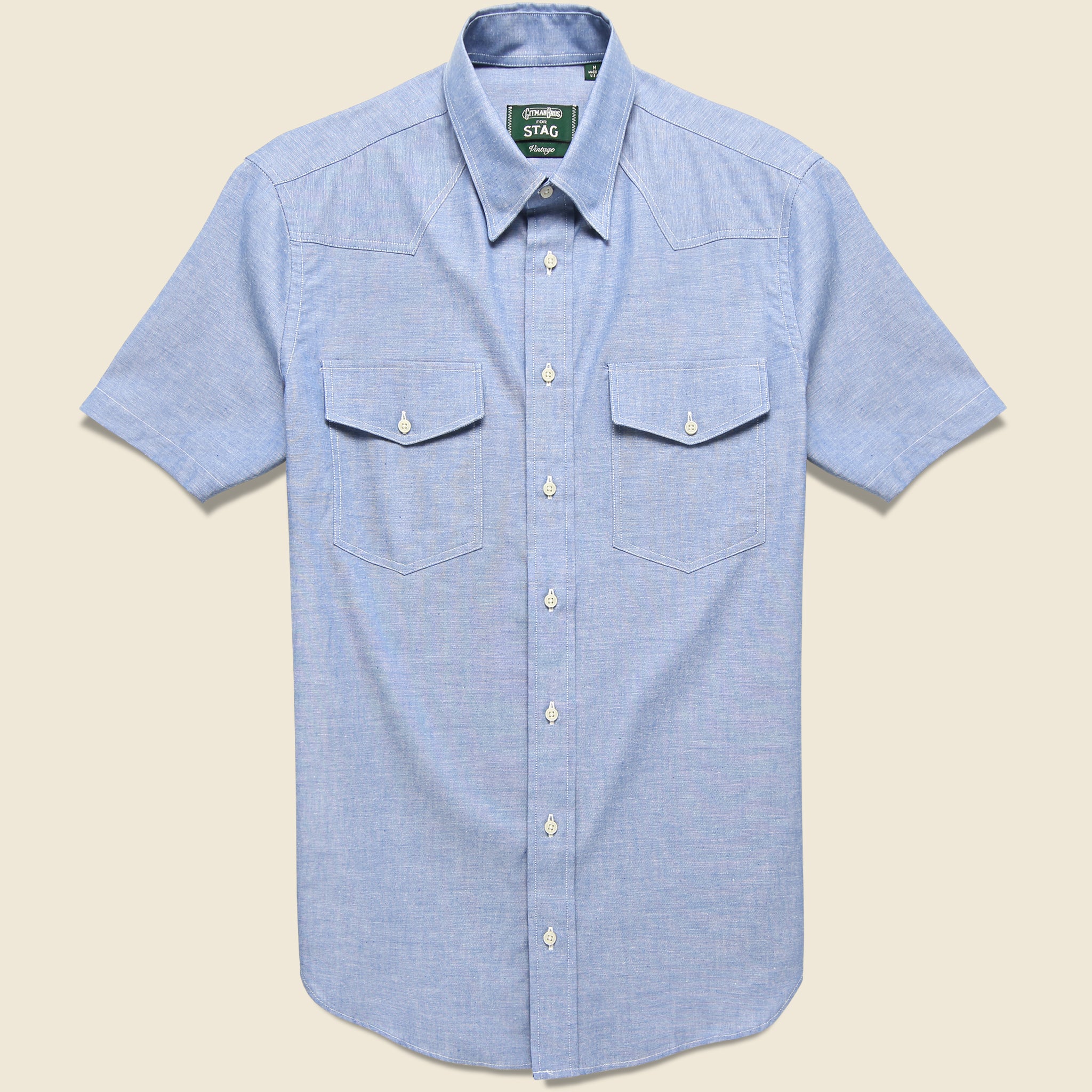 Howdy Chambray Western Shirt - Indigo - Gitman Vintage - STAG Provisions - Tops - S/S Woven - Other Pattern