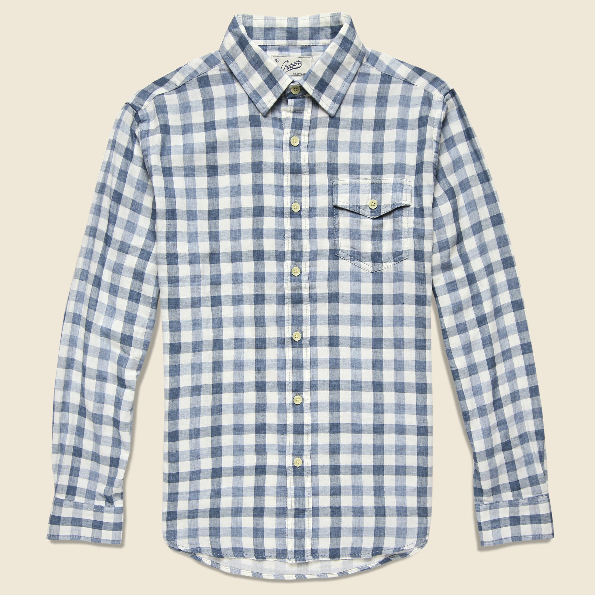 Denby Double Cloth Shirt - Blue/Cream Gingham - Grayers - STAG Provisions - Tops - L/S Woven - Plaid