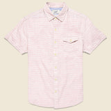 Horizon Summer Twill Shirt - Melon Cream Stripe - Grayers - STAG Provisions - Tops - S/S Woven - Stripe