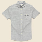 Heather Herringbone Twill Shirt - Charcoal - Grayers - STAG Provisions - Tops - S/S Woven - Solid