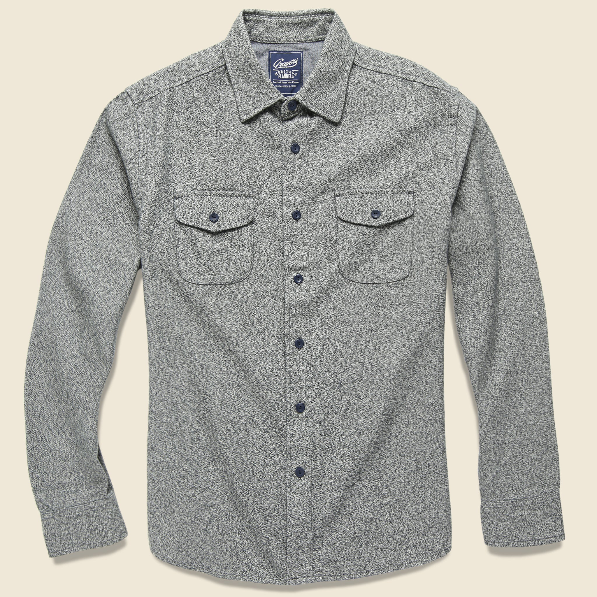 Harrison Heritage Flannel - Grey Jaspe - Grayers - STAG Provisions - Tops - L/S Woven - Solid