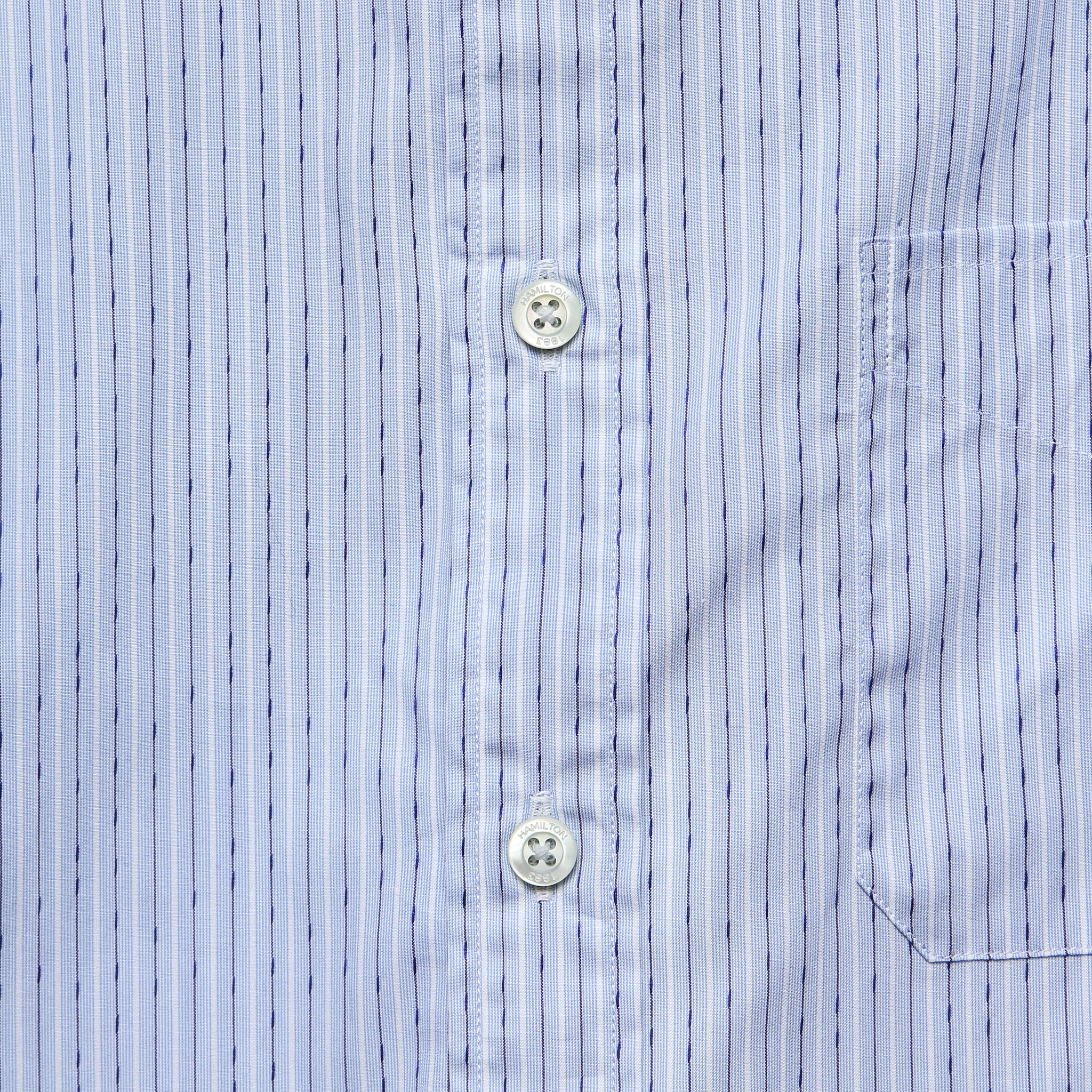 Poplin Stripe Shirt - White/Navy - Hamilton Shirt Co. - STAG Provisions - Tops - L/S Woven - Stripe