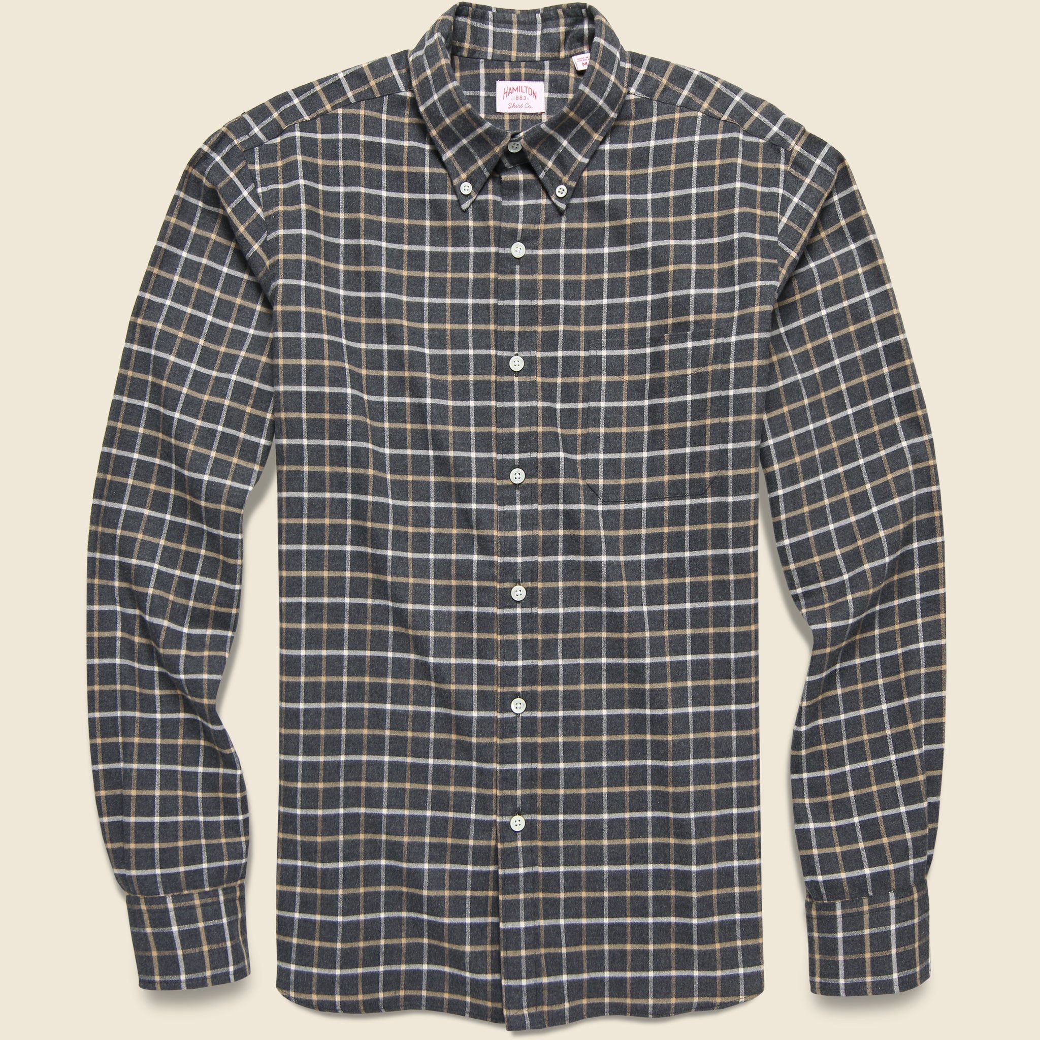 Check Brushed Flannel Shirt - Charcoal/Tan/Cream - Hamilton Shirt Co. - STAG Provisions - Tops - L/S Woven - Plaid