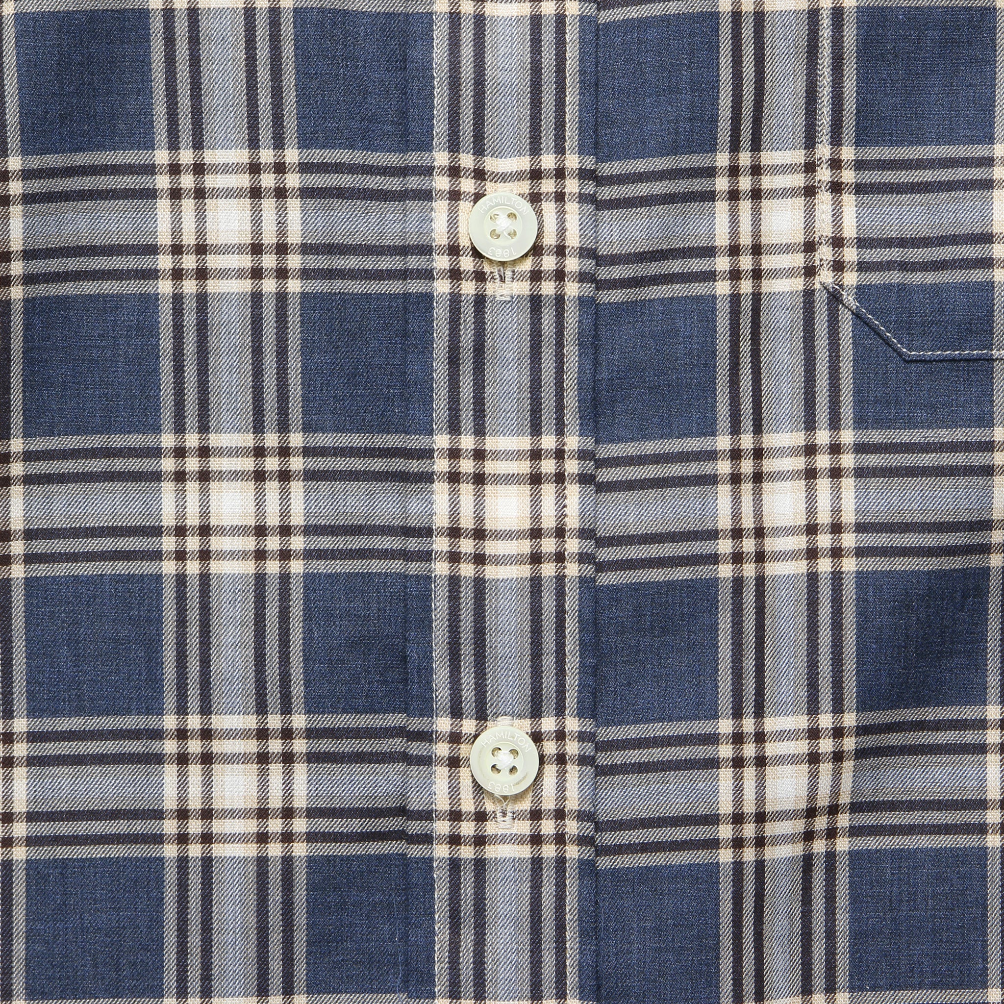 Check Twill Flannel Shirt - Denim Blue/Brown/Cream - Hamilton Shirt Co. - STAG Provisions - Tops - L/S Woven - Plaid