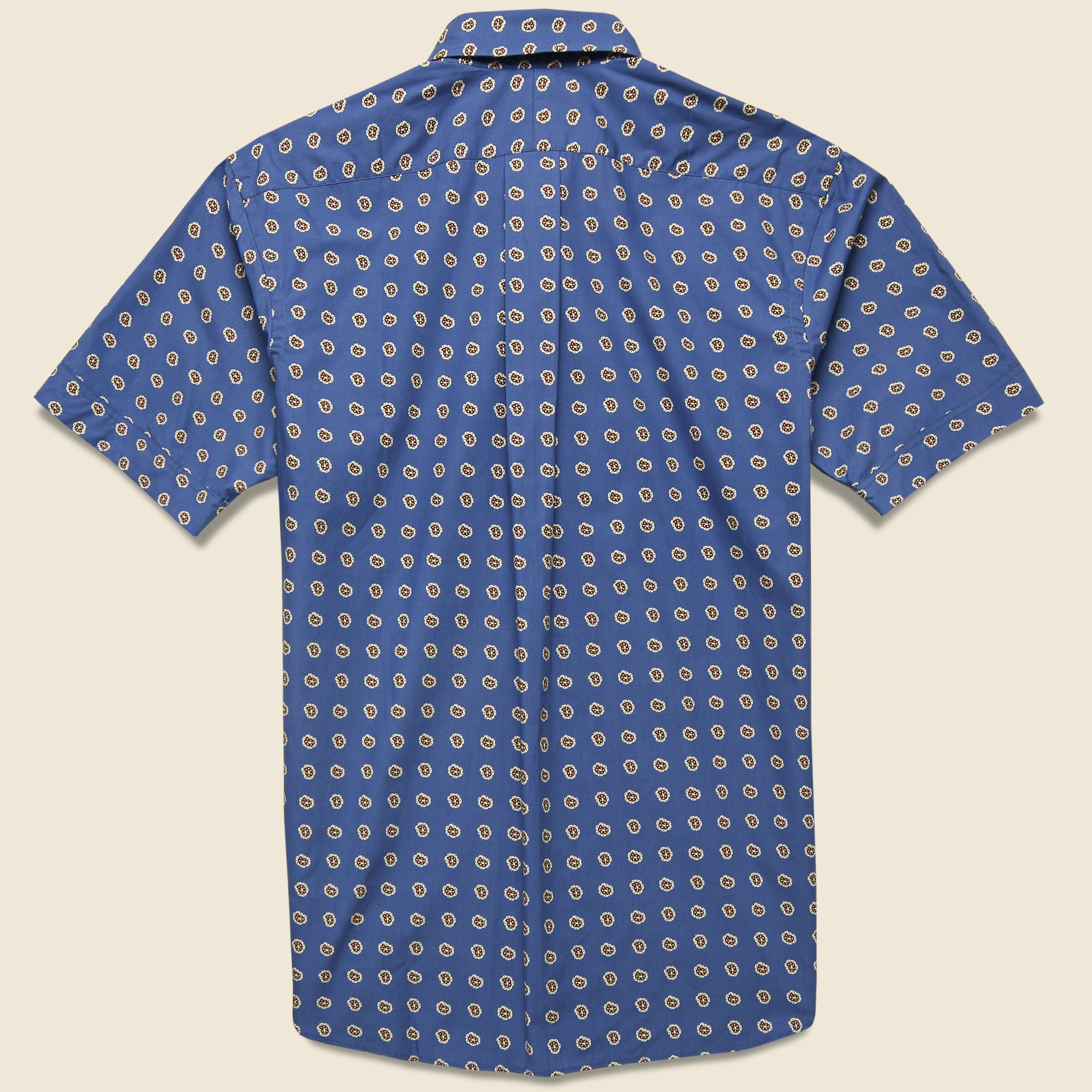 Poplin Paisley Print Shirt - Dusty Blue/Brown - Hamilton Shirt Co. - STAG Provisions - Tops - S/S Woven - Other Pattern