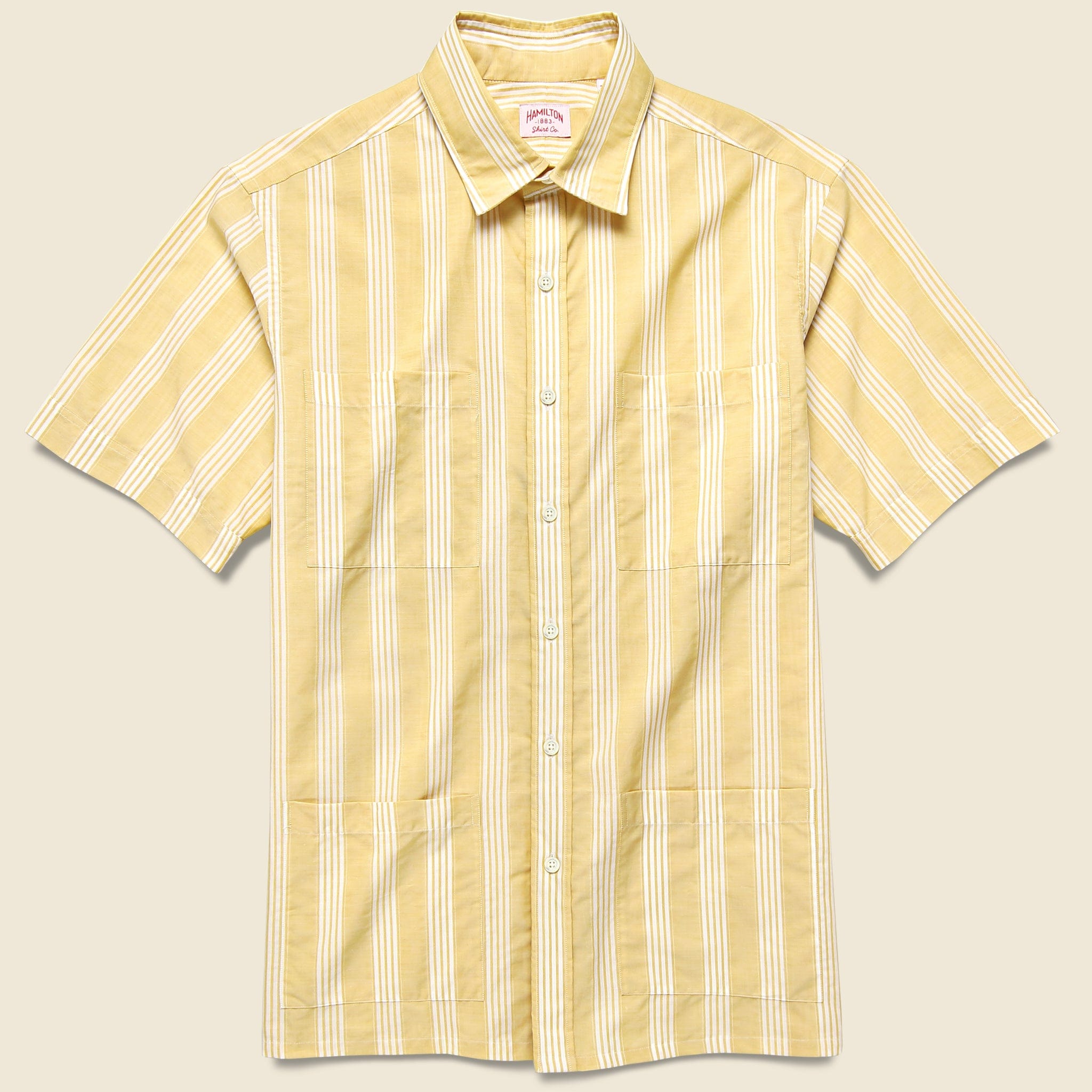 Textured Stripe Guayabera Shirt - Dusty Marigold/White - Hamilton Shirt Co. - STAG Provisions - Tops - S/S Woven - Stripe