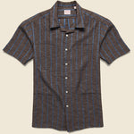 Embroidered Stripe Guayabera Shirt - Brown/Blue - Hamilton Shirt Co. - STAG Provisions - Tops - S/S Woven - Other Pattern