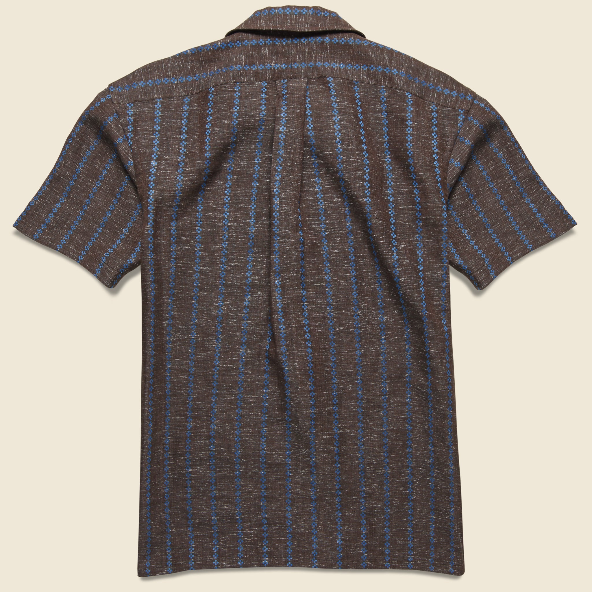 Embroidered Stripe Guayabera Shirt - Brown/Blue - Hamilton Shirt Co. - STAG Provisions - Tops - S/S Woven - Other Pattern