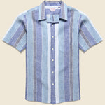 Wide Stripe Linen Camp Shirt - Blue/White - Hamilton Shirt Co. - STAG Provisions - Tops - S/S Woven - Stripe