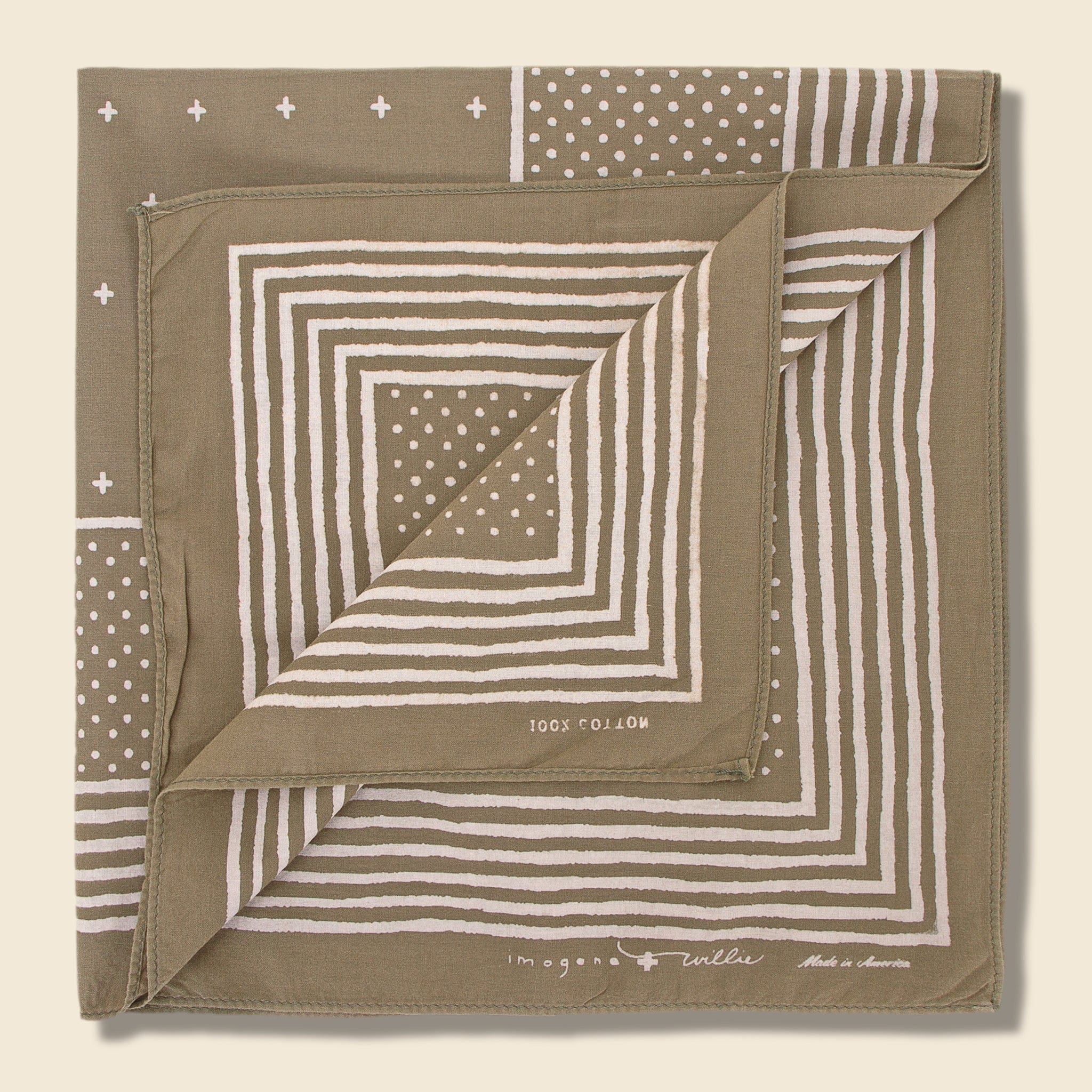 Vintage Olive Bandana v2 - Olive - Imogene + Willie - STAG Provisions - Accessories - Bandanas